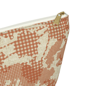 Floral Plaid Accessory Pouch w T-bottom in Orange