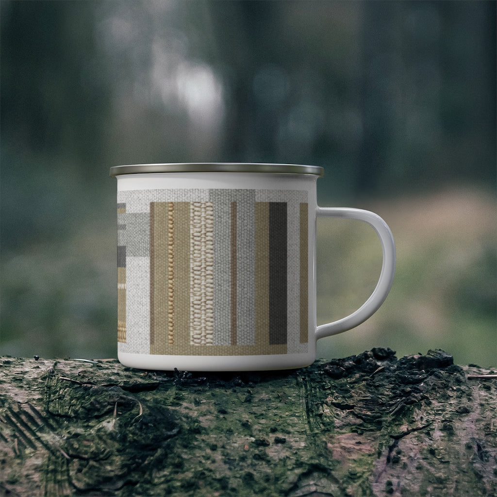 Bird Code Enamel Mug in Gold
