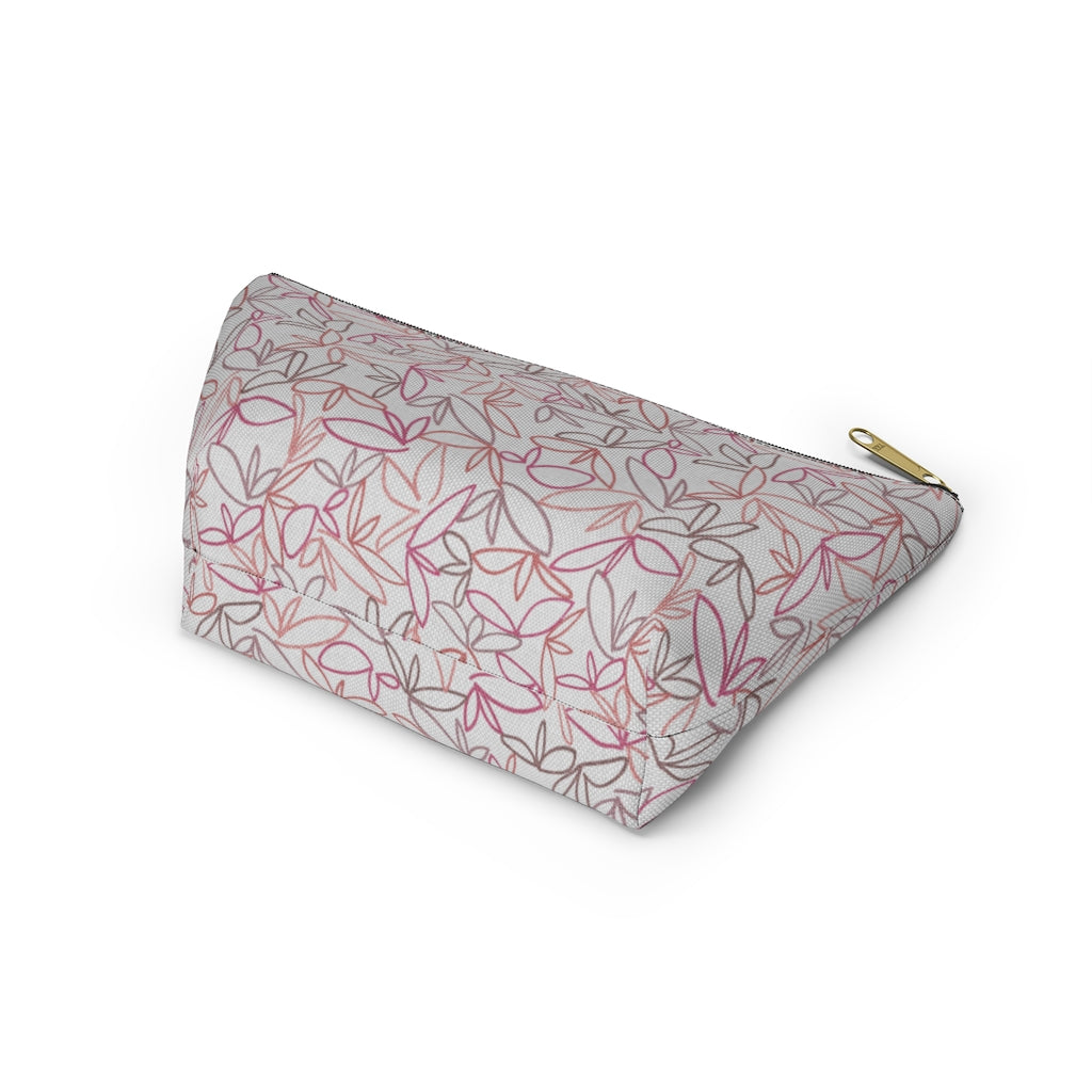 Sketch Leaf Accessory Pouch w T-bottom in Coral