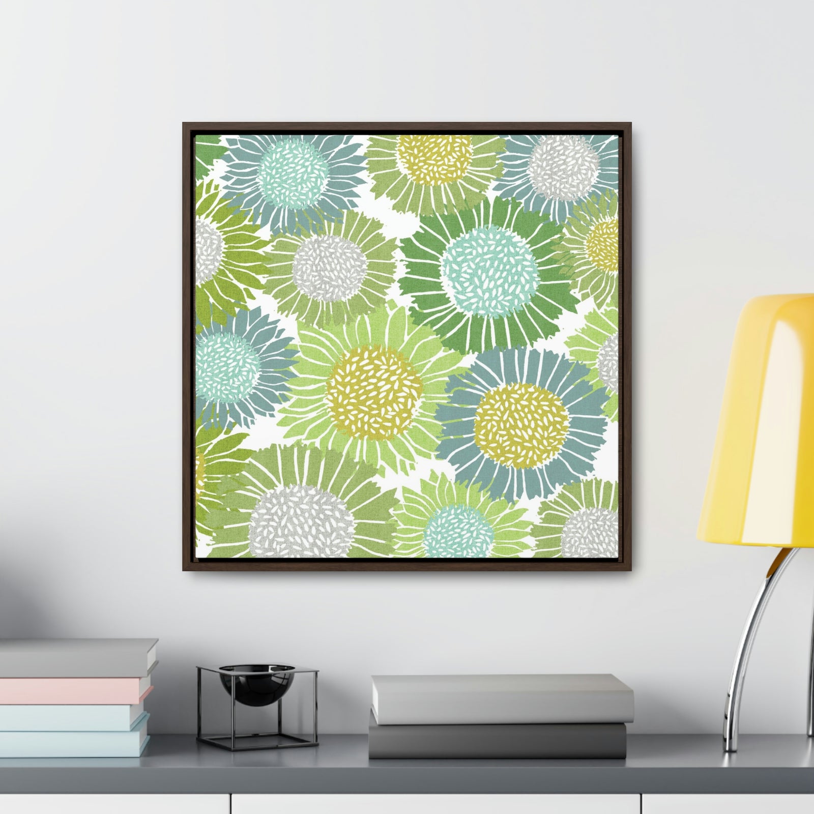 Sunflowers Framed Gallery Wrap Canvas in Green