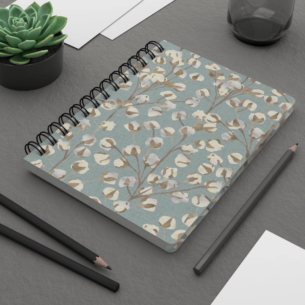 Cotton Spiral Bound Journal in Aqua