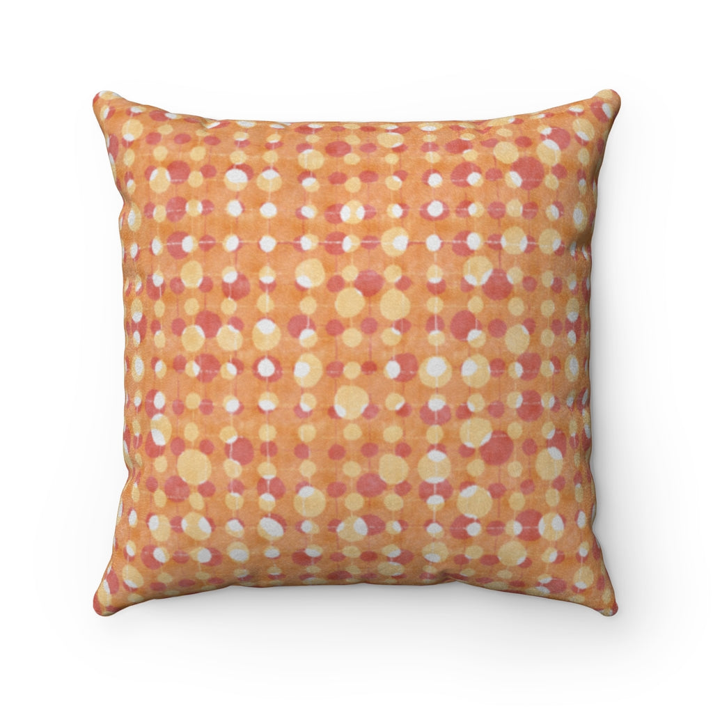 Ikat Texture Overlay Square Throw Pillow in Orange