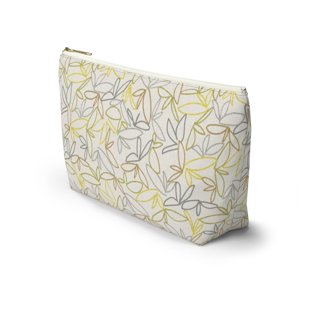Sketch Leaf Accessory Pouch w T-bottom in Yellow