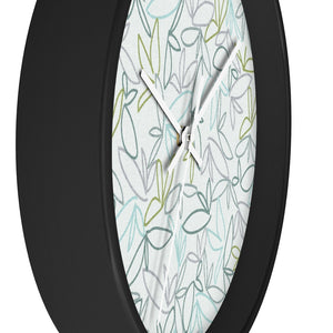 Sketch Leaf Wall Clock in Teal