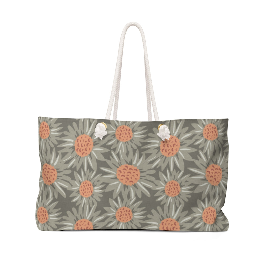 Floral Sunflower Weekender Bag in Taupe