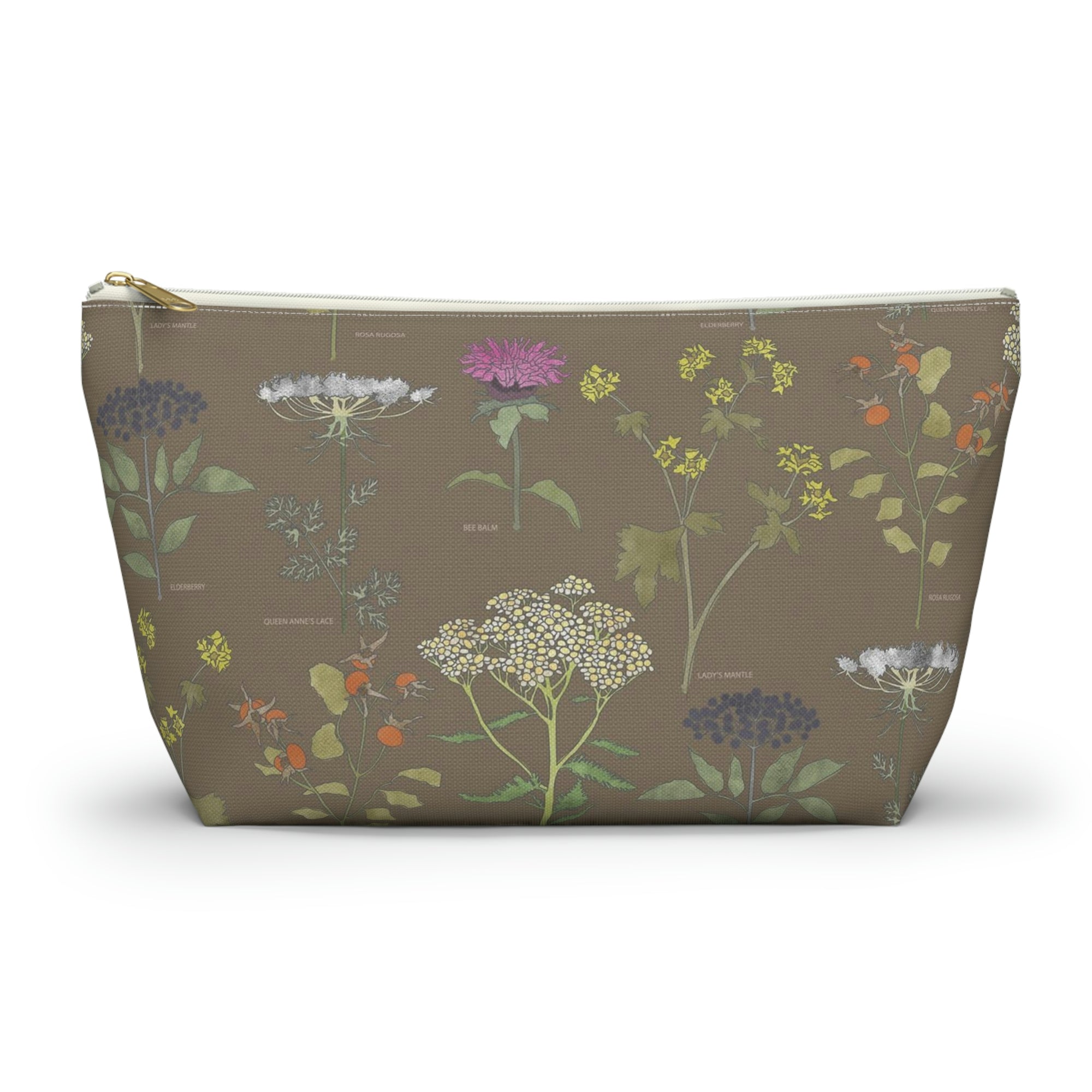 Healing Herbs Accessory Pouch w T-bottom in Brown