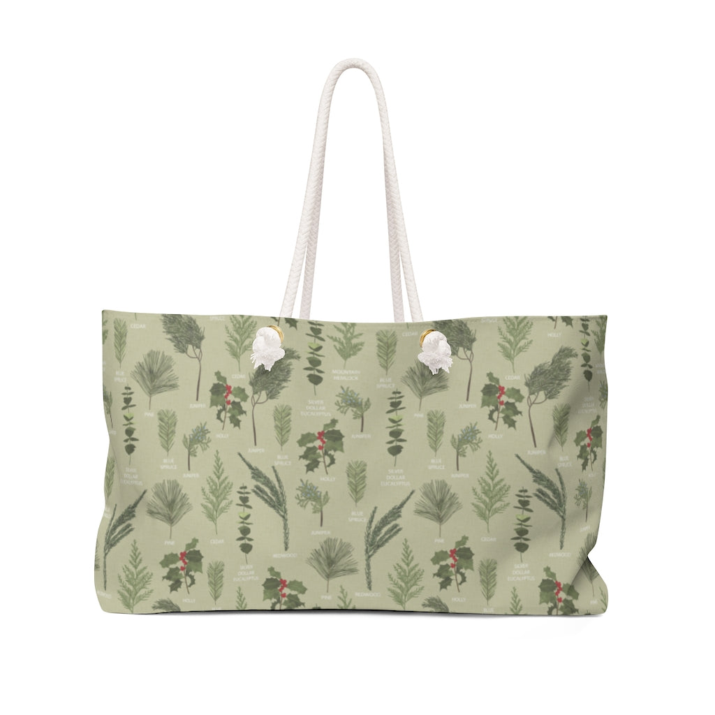Holiday Greenery Weekender Bag in Green