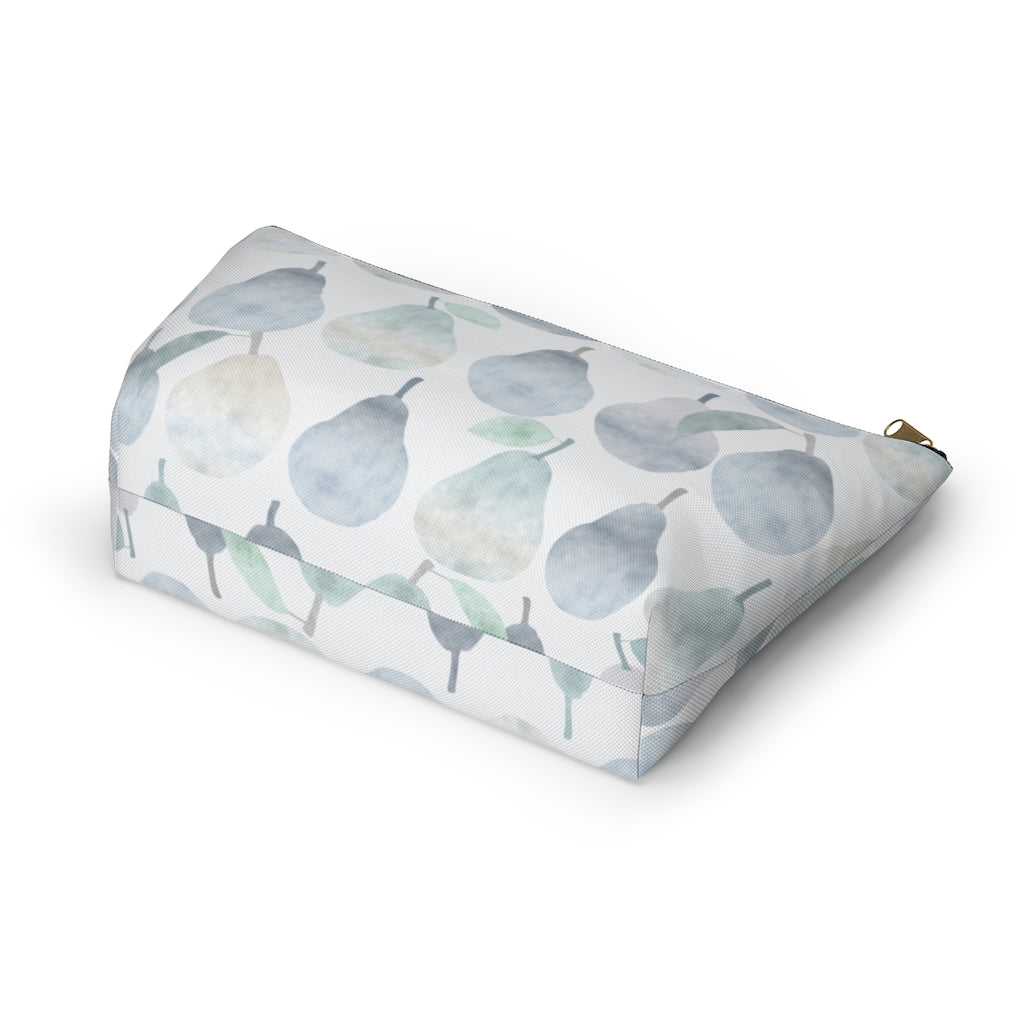 Watercolor Pears Accessory Pouch w T-bottom in Light Blue