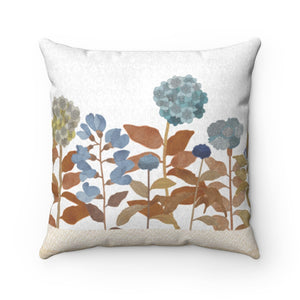 Illustrated Flowers Square Throw Pillow in Orange