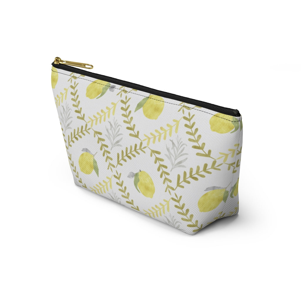 Lemon Tile Accessory Pouch w T-bottom in Yellow