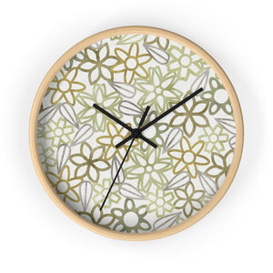 Floral Lace With Leaves Wall Clock in Green