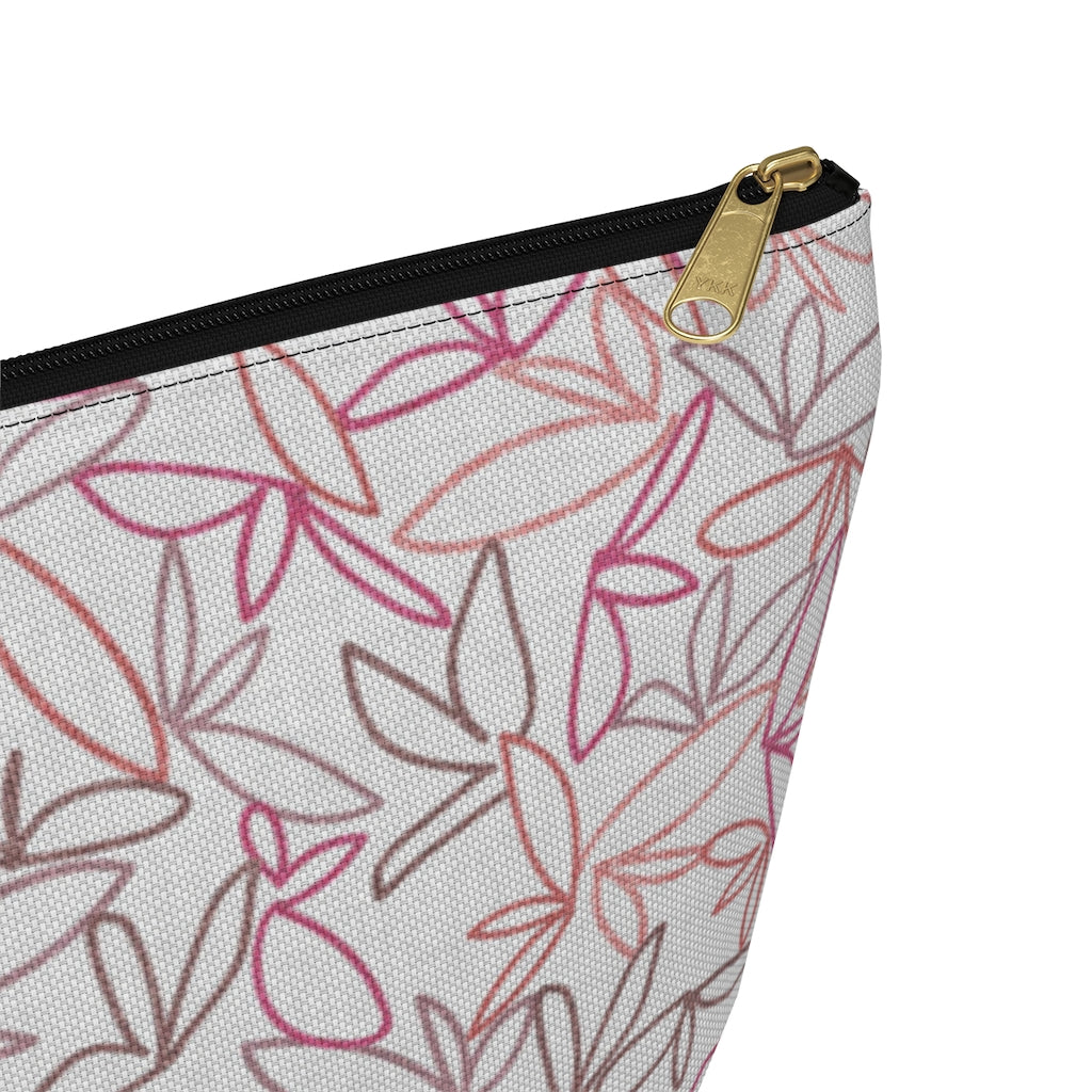 Sketch Leaf Accessory Pouch w T-bottom in Coral