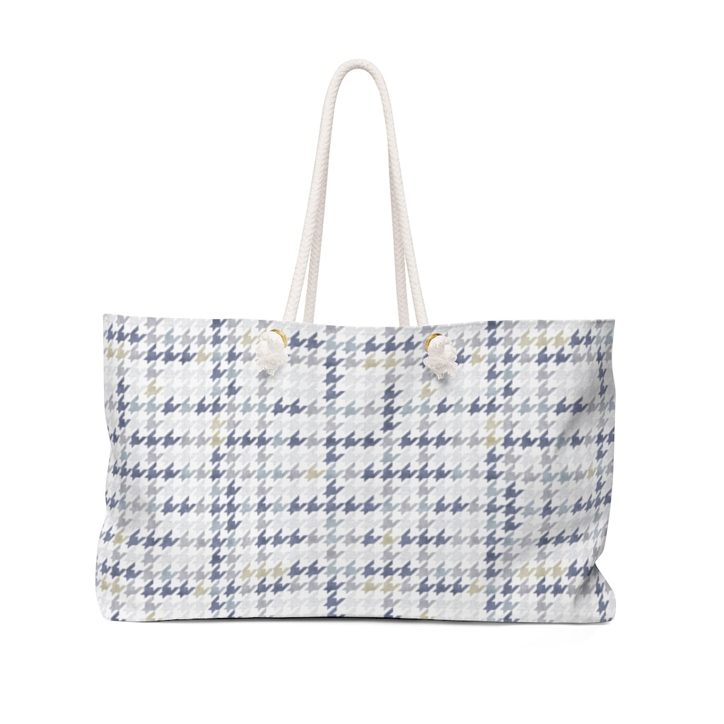 Plaid Houndstooth Weekender Bag in Blue