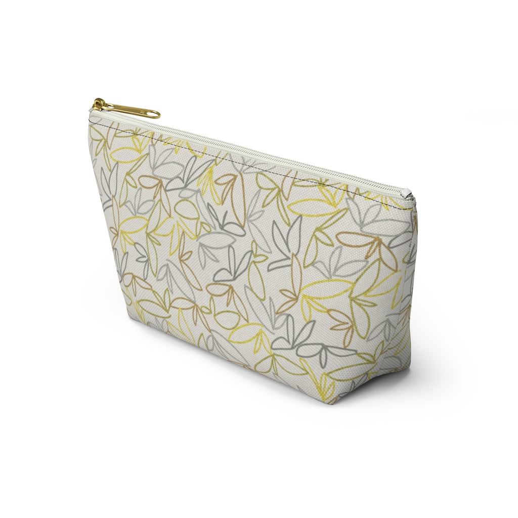 Sketch Leaf Accessory Pouch w T-bottom in Yellow