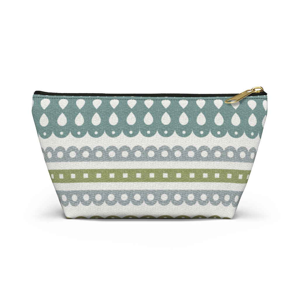 Ribbon Candy Accessory Pouch w T-bottom in Aqua