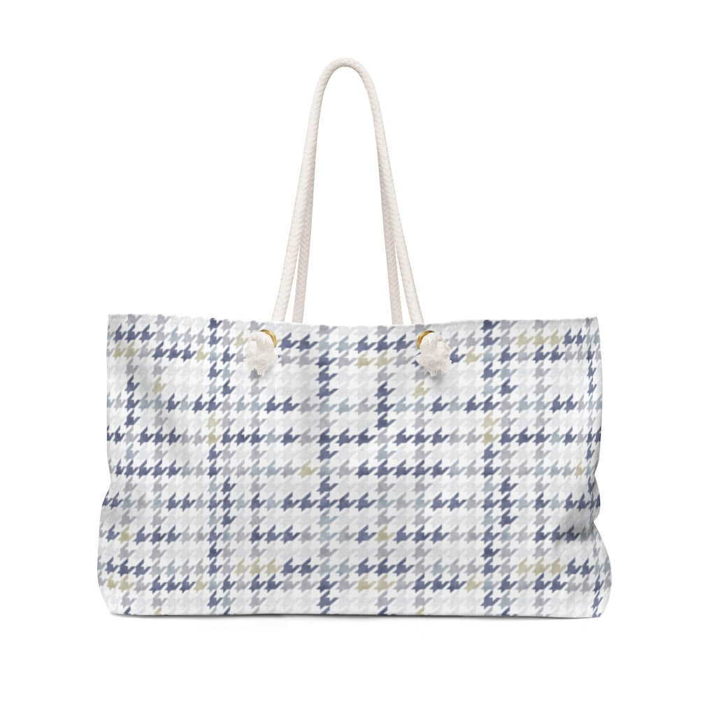 Plaid Houndstooth Weekender Bag in Blue