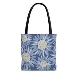 Floral Sunflower Tote Bag in Blue