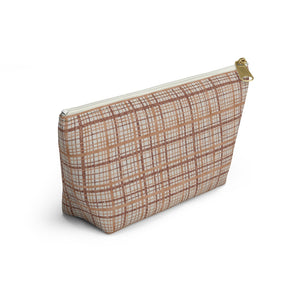Rogers Tartan Accessory Pouch w T-bottom in Coral