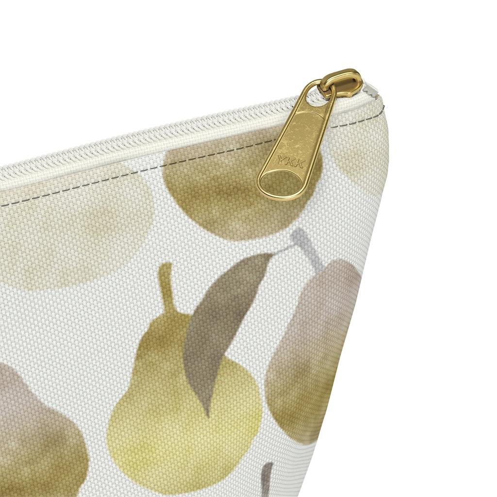 Watercolor Pears Accessory Pouch w T-bottom in Gold