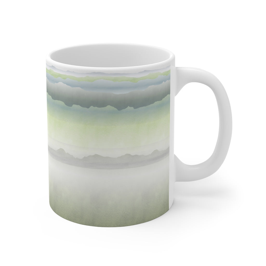 Watercolor Mountains Mug in Green