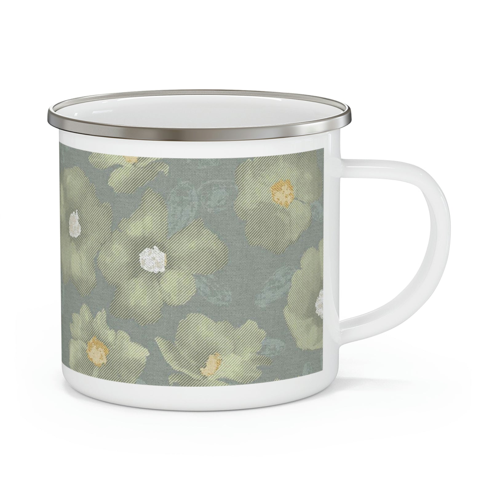 Rose Enamel Mug in Green