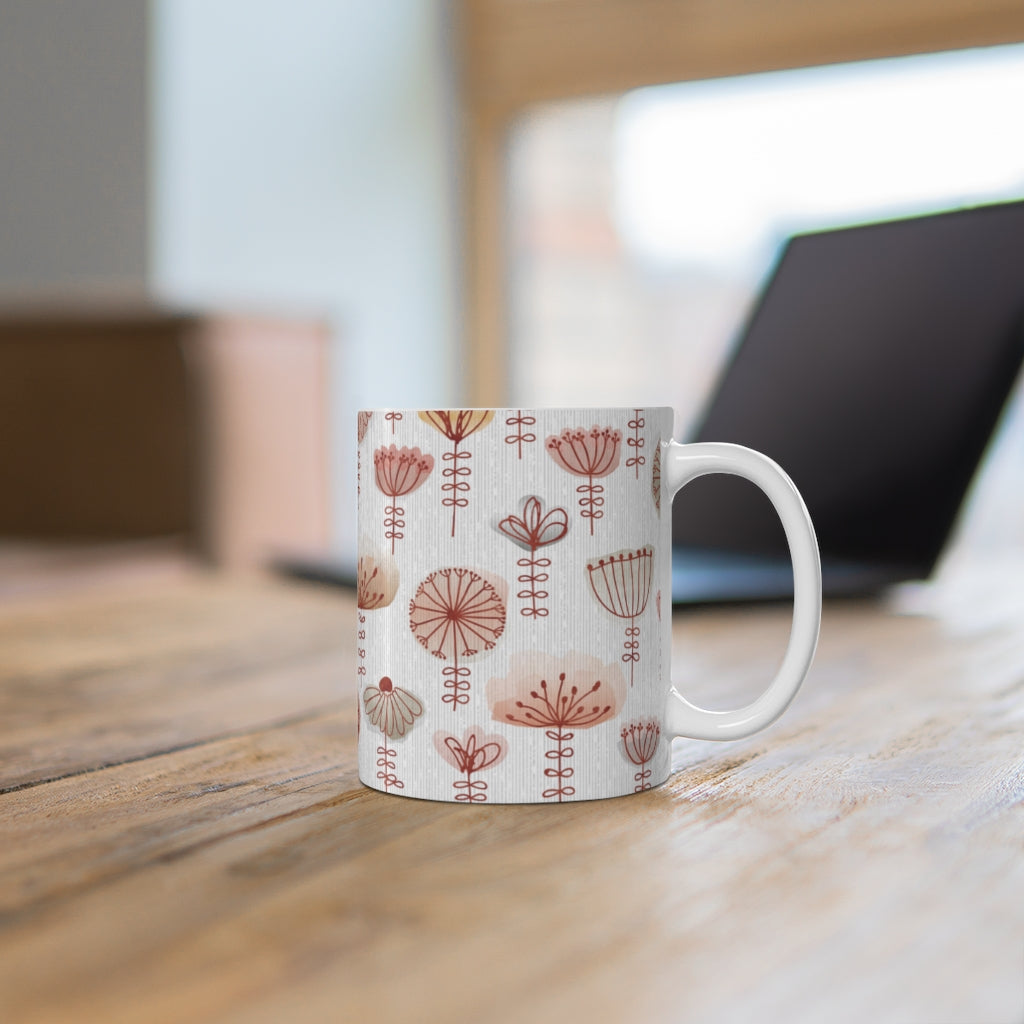 Watercolor Sketch Floral Mug in Red
