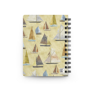 Watercolor Sailboats Spiral Bound Journal in Yellow