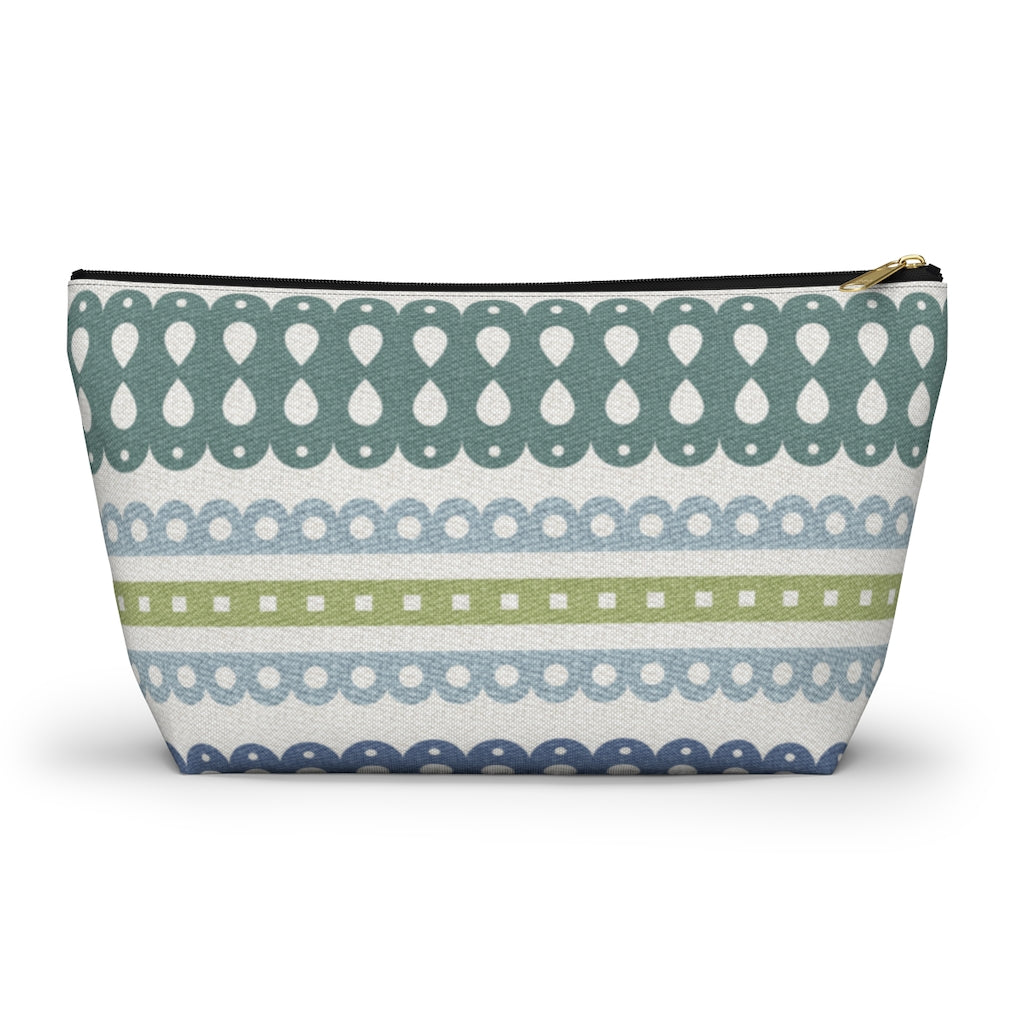 Ribbon Candy Accessory Pouch w T-bottom in Green