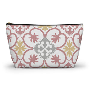 Portugal Tile Accessory Pouch w T-bottom in Pink