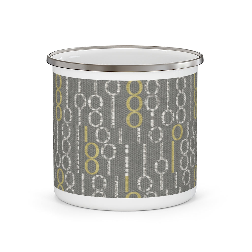 Railroad Code Enamel Mug in Gray