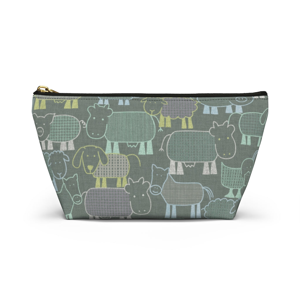 Animal Farm Accessory Pouch w T-bottom in Aqua