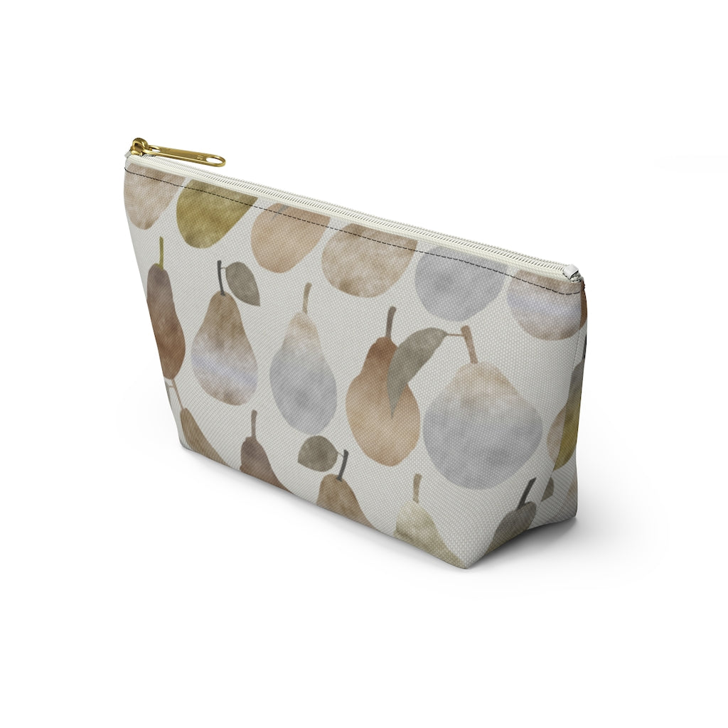 Watercolor Pears Accessory Pouch w T-bottom in Brown