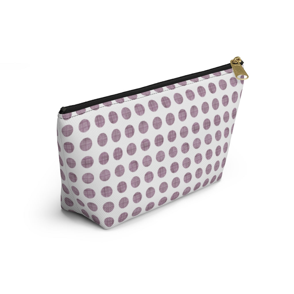 Textured Polka Dots Accessory Pouch w T-bottom in Purple