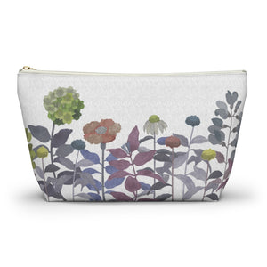 Illustrated Flowers Accessory Pouch w T-bottom in Purple