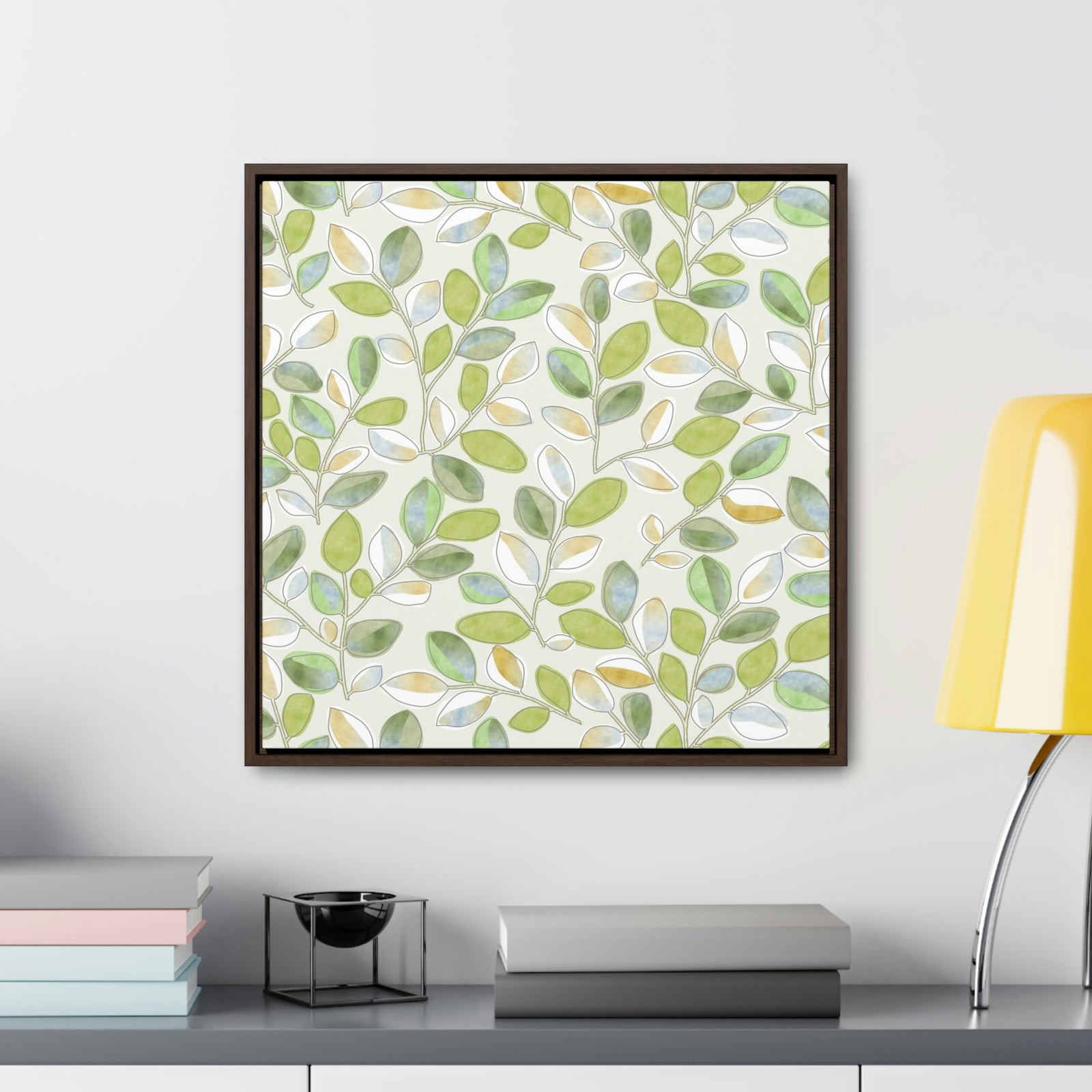 Cherry Plum Leaves Framed Gallery Wrap Canvas in Green