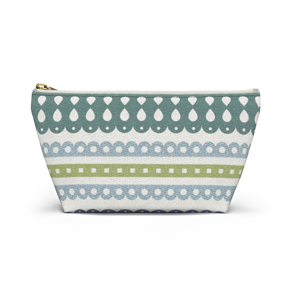 Ribbon Candy Accessory Pouch w T-bottom in Green