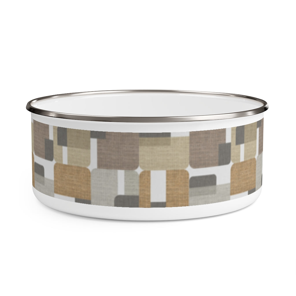 Woven Rectangle Triangle Enamel Bowl in Taupe