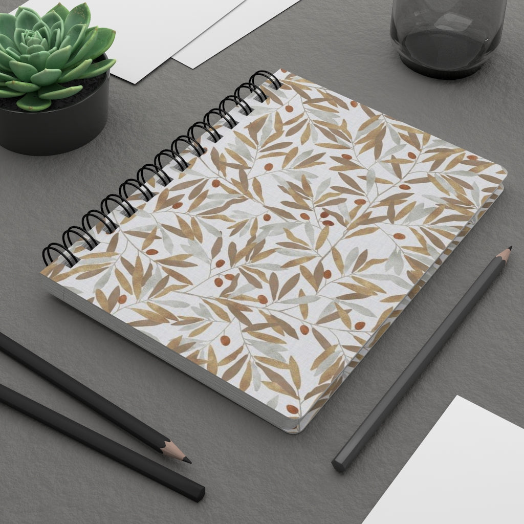 Olive Branch Spiral Bound Journal in Brown