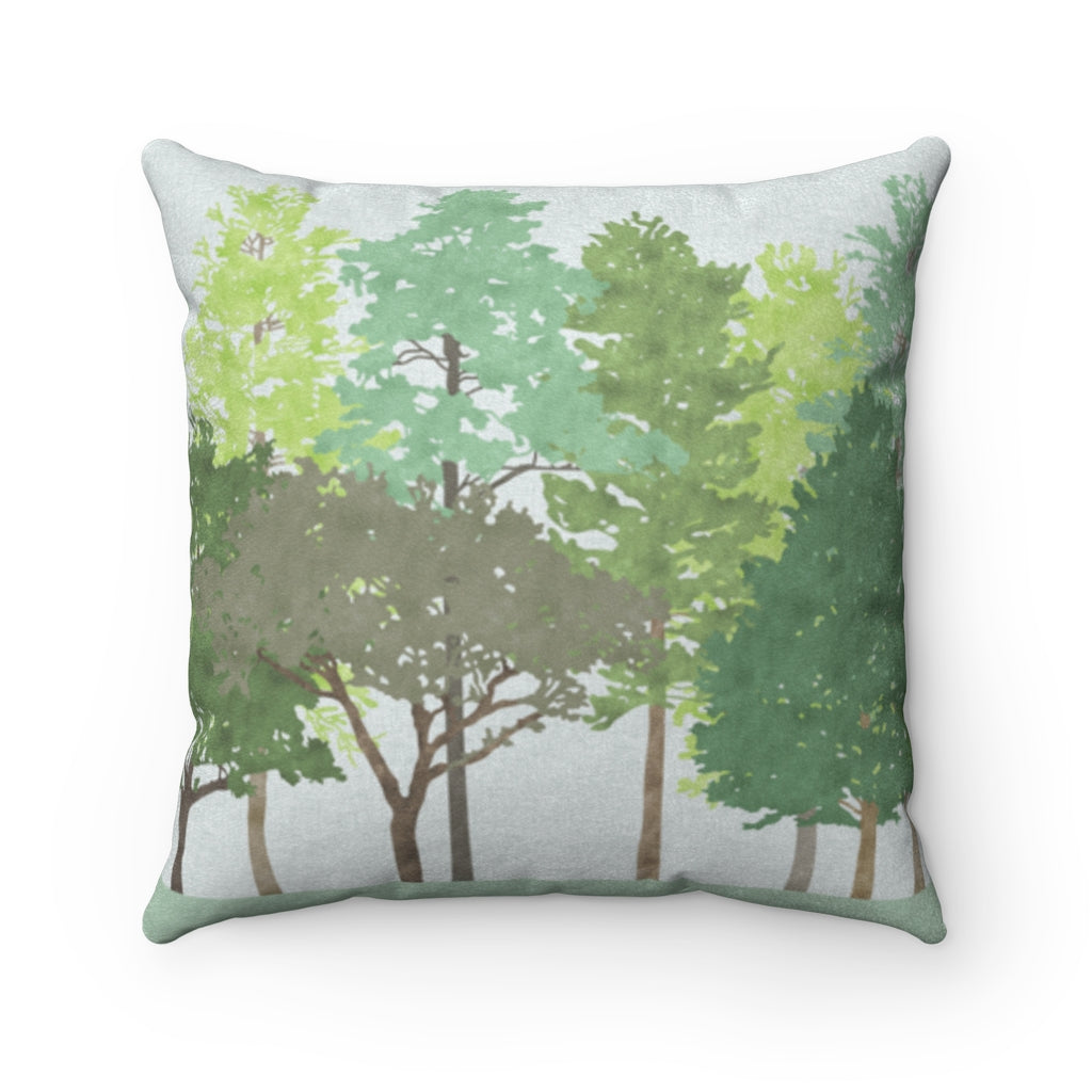 Walk in the Woods Square Throw Pillow in Aqua