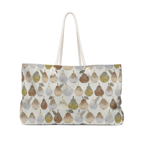 Watercolor Pears Weekender Bag in Brown