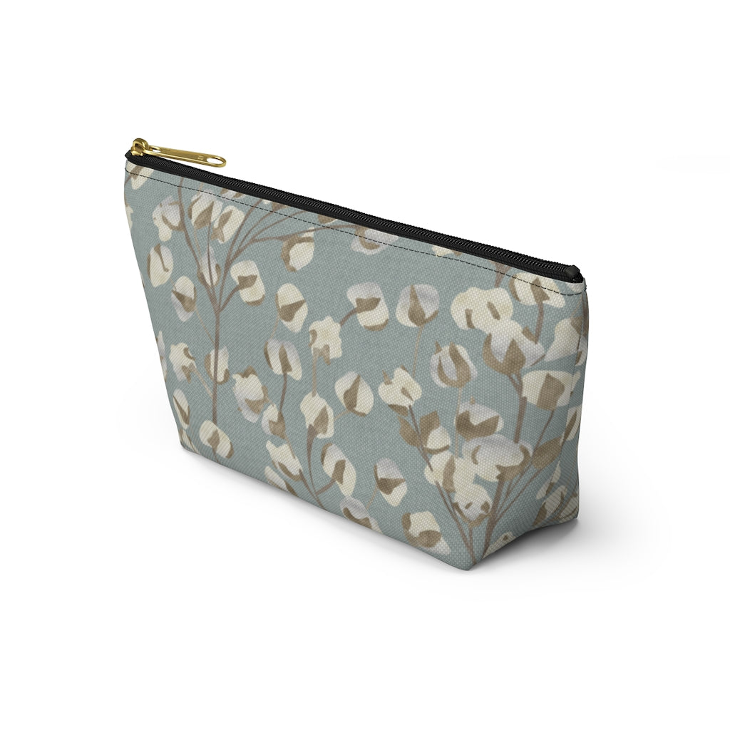 Cotton Branch Accessory Pouch w T-bottom in Aqua