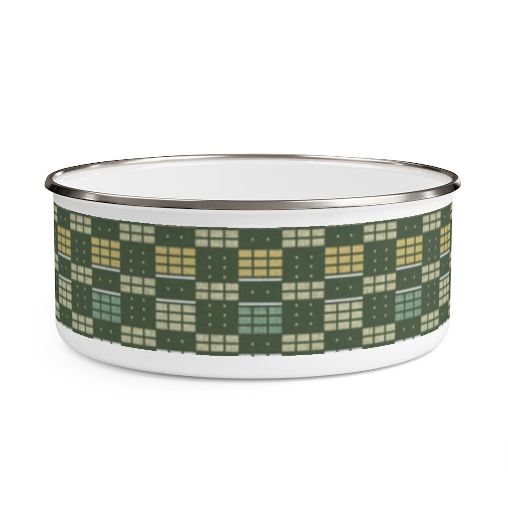 Grid Enamel Bowl in Green