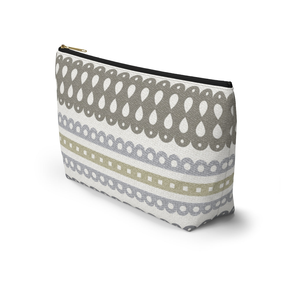 Ribbon Candy Accessory Pouch w T-bottom in Brown