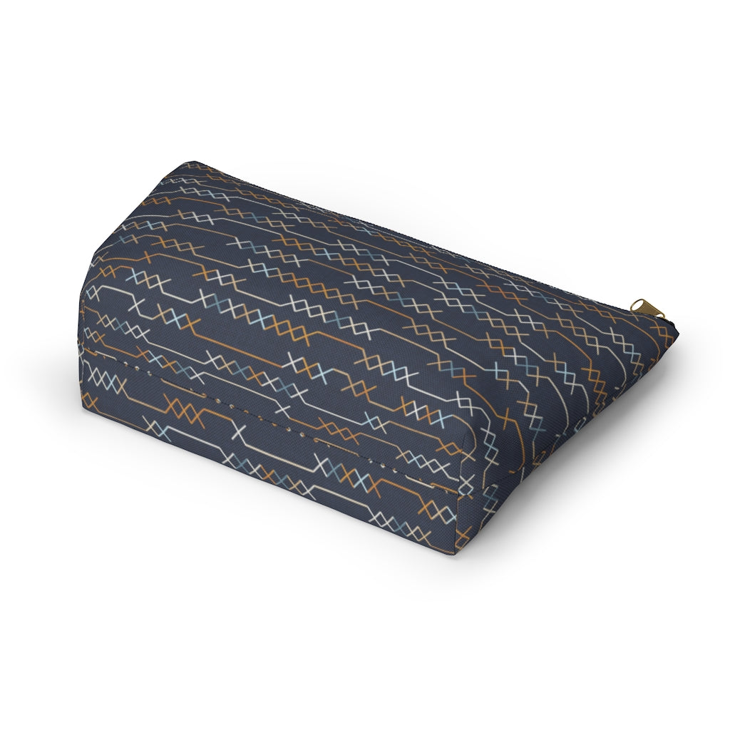 Santa Fe Stitch Accessory Pouch w T-bottom in Navy