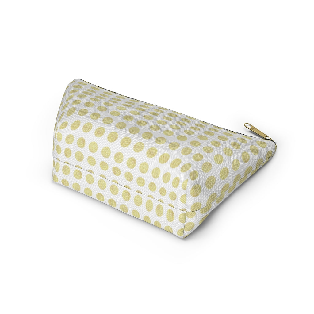 Textured Polka Dots Accessory Pouch w T-bottom in Yellow