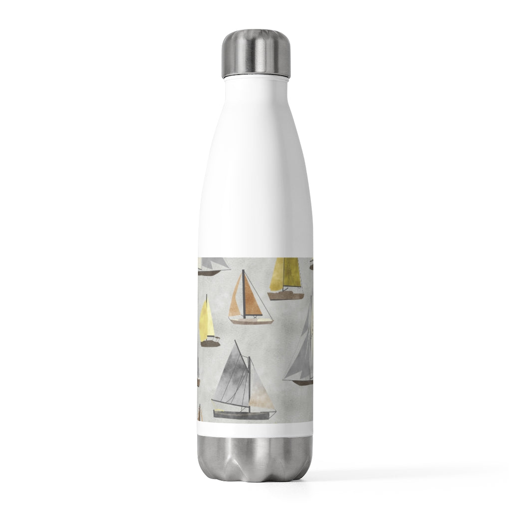 Watercolor Sailboats 20oz Insulated Bottle in Gray