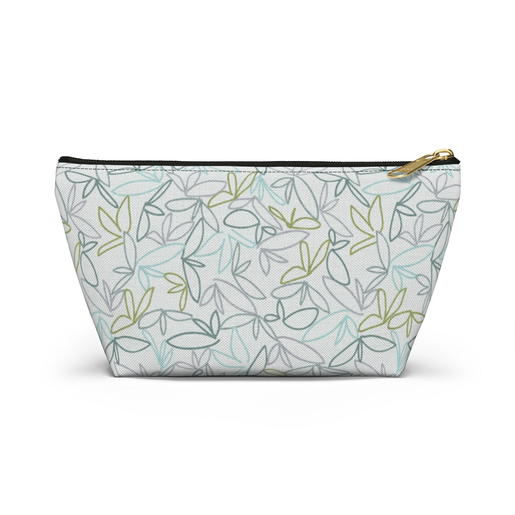 Sketch Leaf Accessory Pouch w T-bottom in Teal