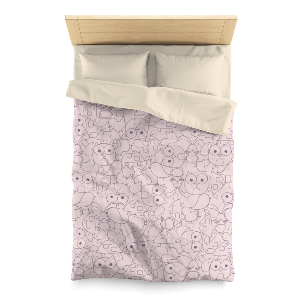 Cute Critters Microfiber Duvet Cover in Pink