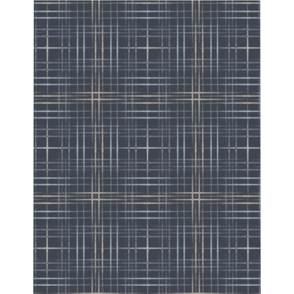 Painterly Plaid Microfiber Duvet Cover in Indigo