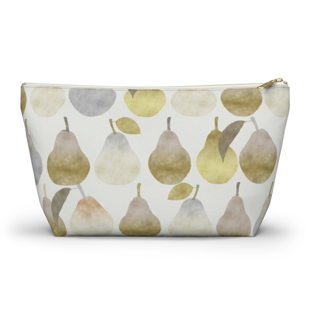 Watercolor Pears Accessory Pouch w T-bottom in Gold